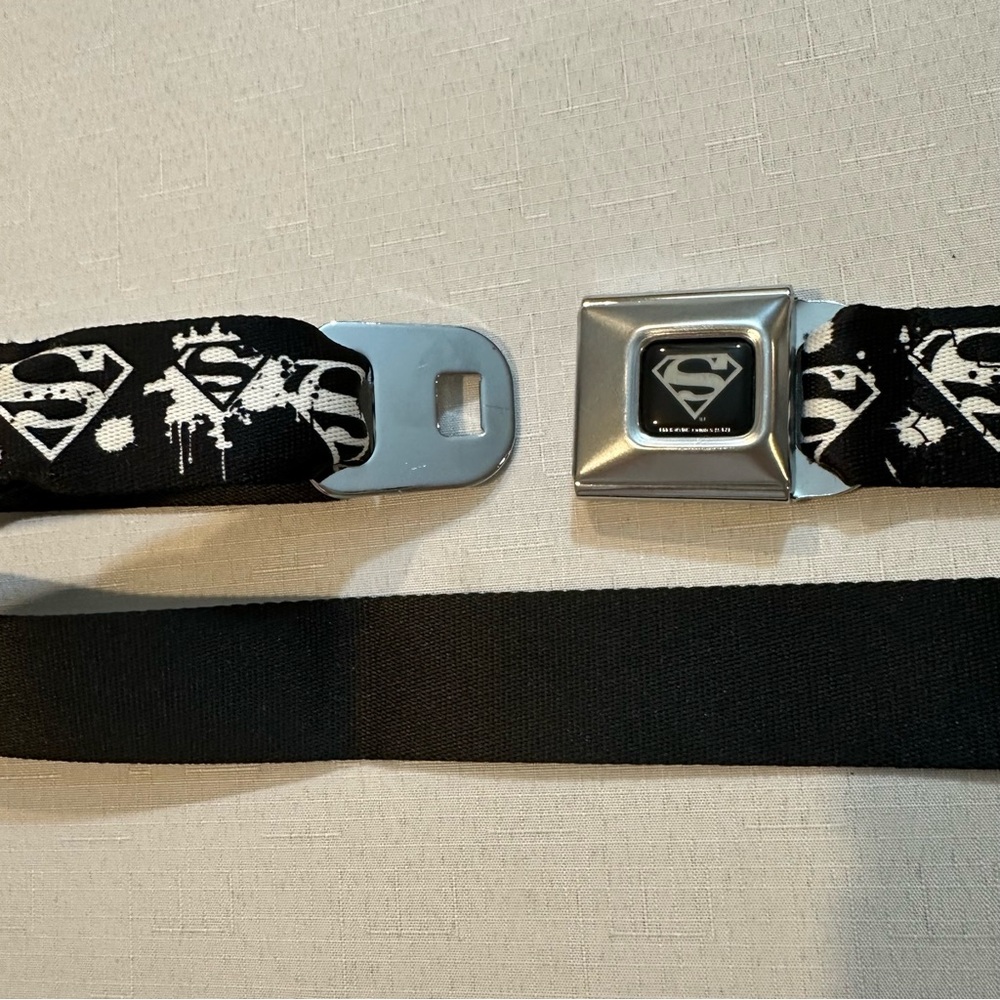 Buckle-Down Superman Seatbelt Belt Black White